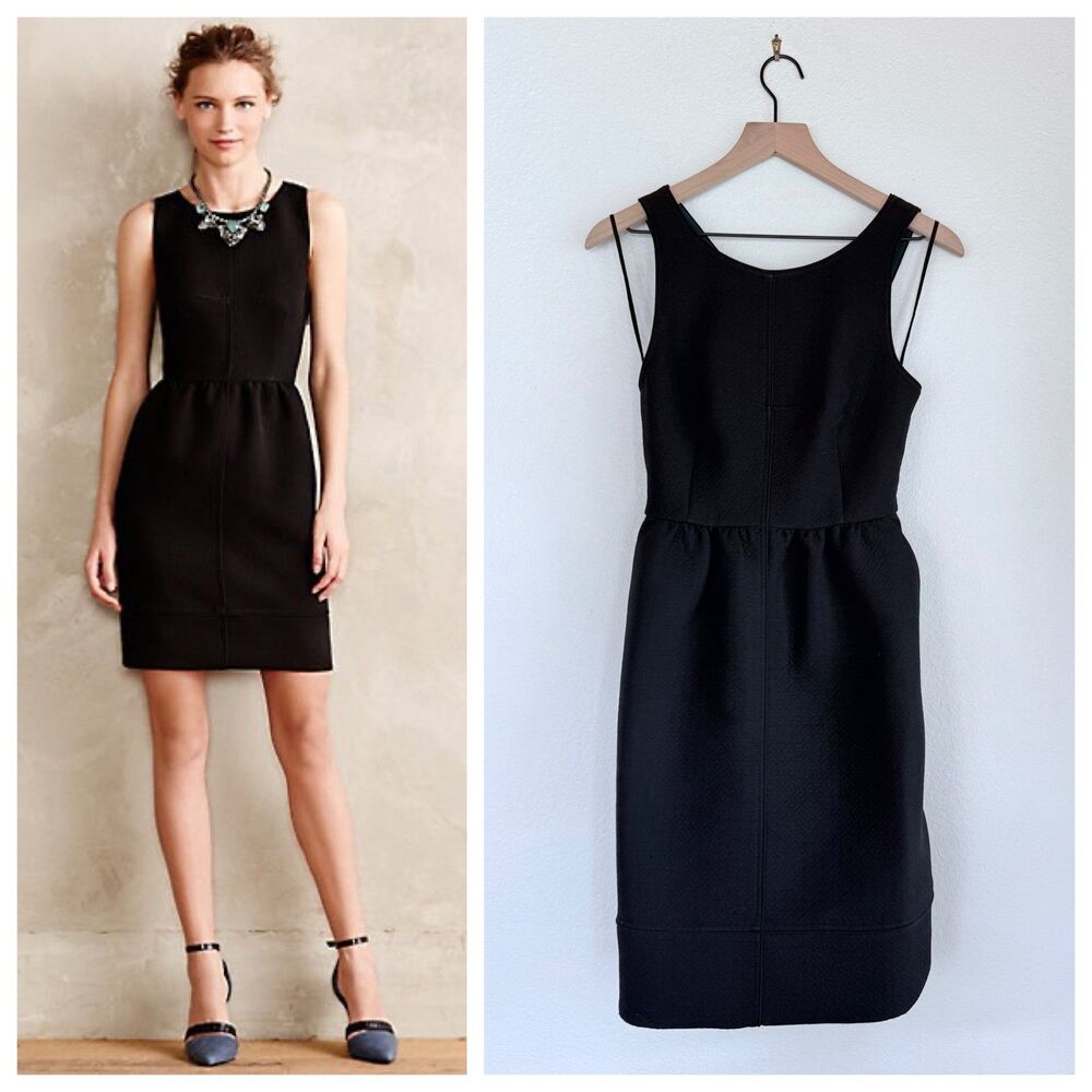 NWT Anthropologie Maeve Rokin Cross-back Jacquard Pencil Dress in Black Size 6